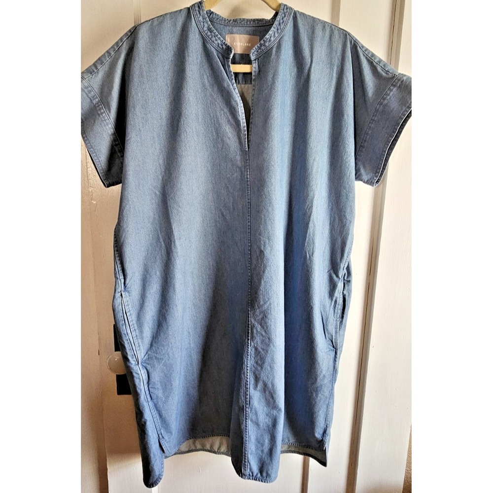 EVERLANE the surplice neck jean mini dress w/pockets cap sleeves‎ Sz 10
